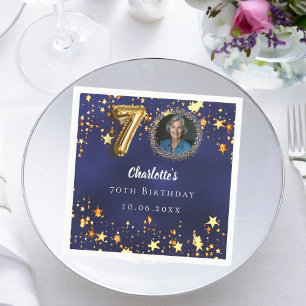 Serviette En Papier 70e anniversaire marine bleu or étoiles photo