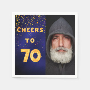 Serviette En Papier 70e anniversaire marine bleu or photo