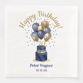 Serviette En Papier 70e anniversaire Marine Blue Balloon Cake