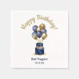 Serviette En Papier 70e anniversaire Marine Blue Balloon Cake