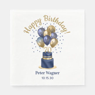 Serviette En Papier 70e anniversaire Marine Blue Balloon Cake