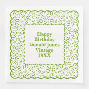 Serviette En Papier 70e anniversaire Numéro Motif pétoncles vert/blanc