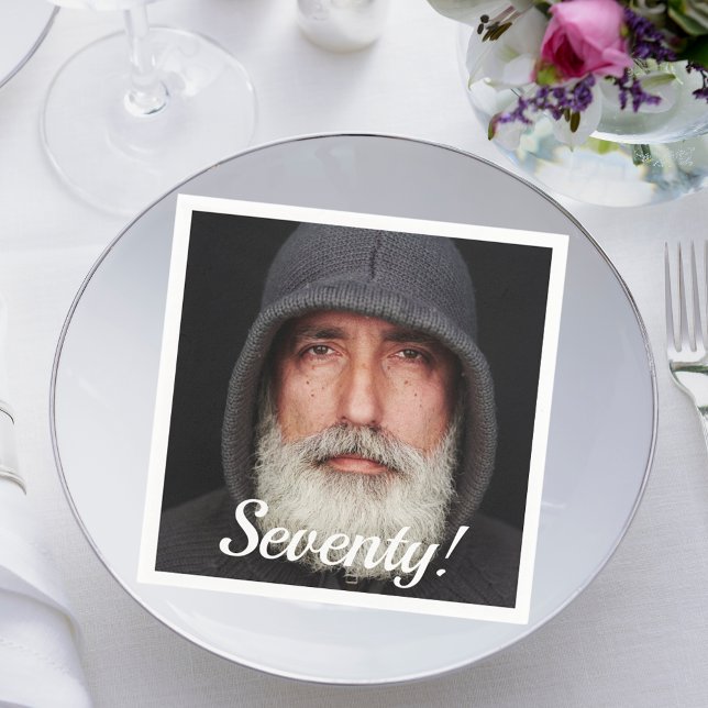 Serviette En Papier 70e anniversaire photo soixante-dix gars script (Créateur téléchargé)