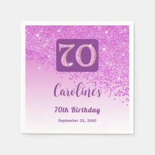 Serviette En Papier 70e anniversaire Pretty Pink Parties scintillant s