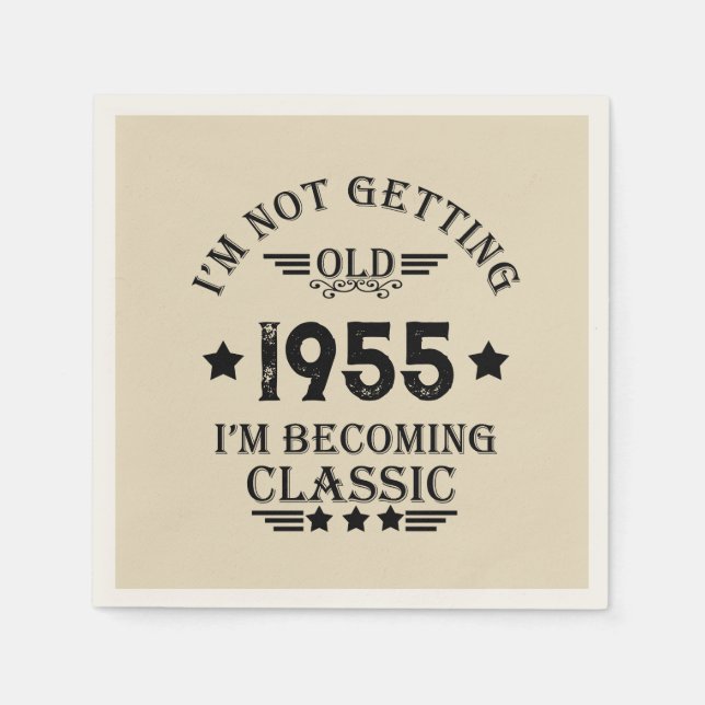 Serviette En Papier 70e anniversaire vintage personnalisé (Devant)