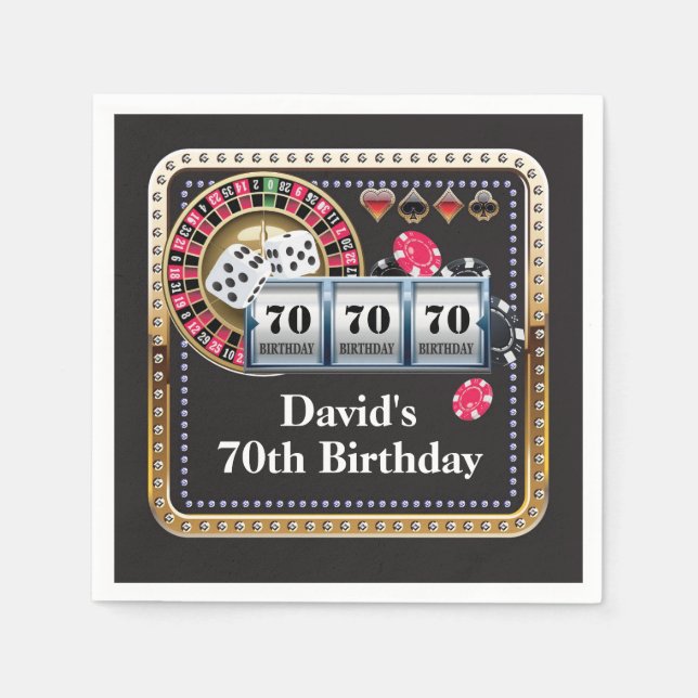 Serviette En Papier 70e Casino Poker carte de jeu Anniversaire serviet (Devant)