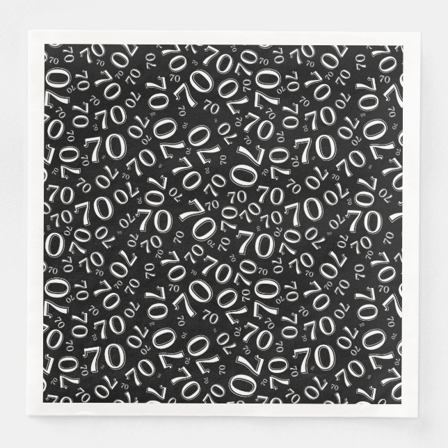 Serviette En Papier 70th Age Random Number Pattern Black/White (Devant)
