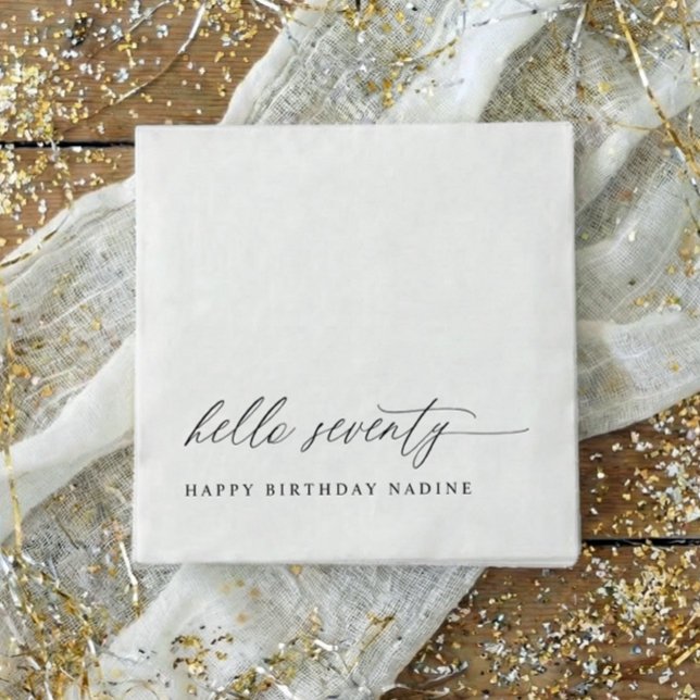 Serviette En Papier 70th Birthday Party Hello 70 Modern Milestone (70th birthday party napkins - elegant, modern party napkins.)