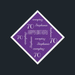 Serviette En Papier 70th Birthday Party Repeating Names Purple Paper<br><div class="desc">CHOOSE YOUR COLOR and create your own stylish, personalized paper napkin for a 70th birthday party or any other occasion. Name and Age repeats in white. This style defaults to a purple background, but you can easily select a different background color. You be the designer! Easy to personalize - just...</div>