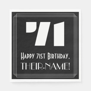 Serviette En Papier 71e anniversaire : Art Déco Inspiré Look "71" + No