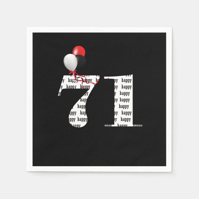 Serviette En Papier 71e anniversaire ballons de fête (Devant)