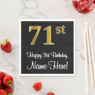 Serviette En Papier 71e anniversaire ~ Elégant Luxueux Faux Gold Look 