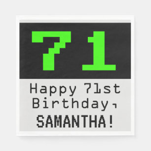 Serviette En Papier 71e anniversaire - Nerdy / Geeky Style "71" & Nom