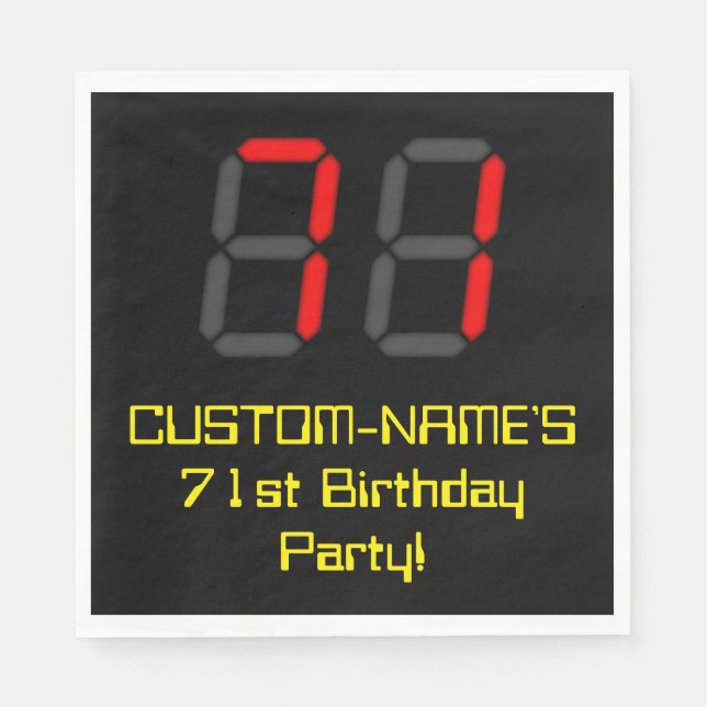 Serviette En Papier 71e anniversaire : Rouge Digital Clock Style "71"  (Devant)