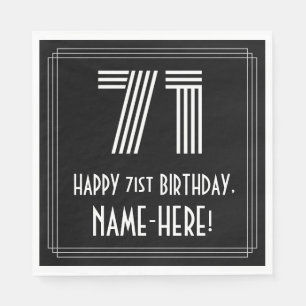 Serviette En Papier 71e anniversaire : Style Art Déco Inspiré "71" +
