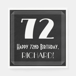 Serviette En Papier 72e anniversaire ~ Art Déco Inspiré Look "72", Nom