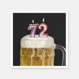 Serviette En Papier 72e Anniversaire Bière en noir