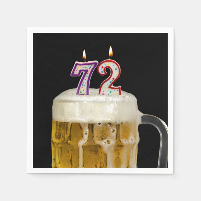 Serviette En Papier 72e Anniversaire Bière en noir (Devant)