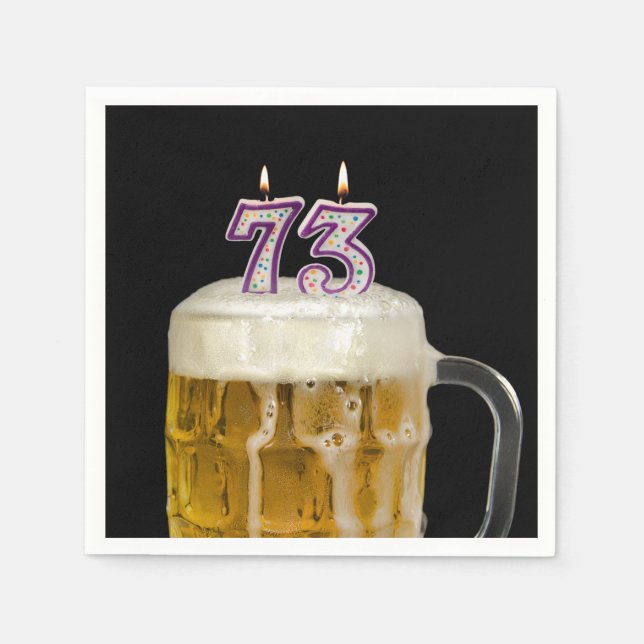 Serviette En Papier 73e anniversaire Bière sur serviettes noires (Devant)