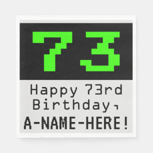 Serviette En Papier 73e anniversaire - Nerdy / Geeky Style "73" & Nom