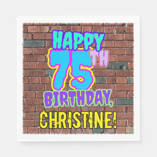 Serviette En Papier 75e anniversaire ~ Amusant, Graffiti urbain inspir (Devant)