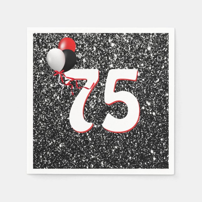 Serviette En Papier 75e anniversaire Ballons sur Parties scintillant n (Devant)