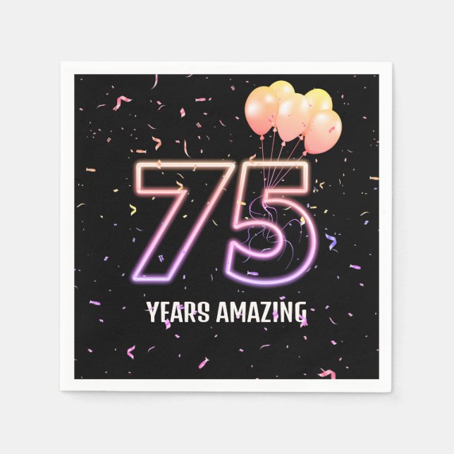 Serviette En Papier 75e anniversaire Balloons et Confetti (Devant)