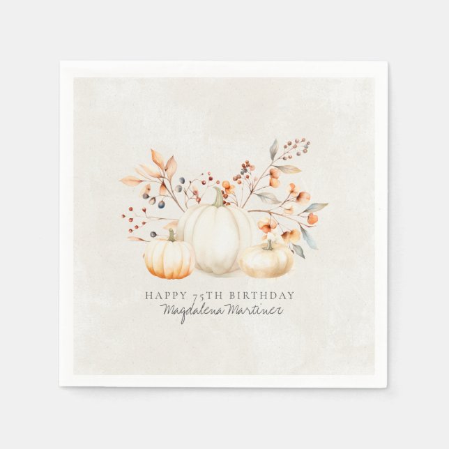 Serviette En Papier 75e anniversaire blanc Citrouille automne Leaves p (Devant)