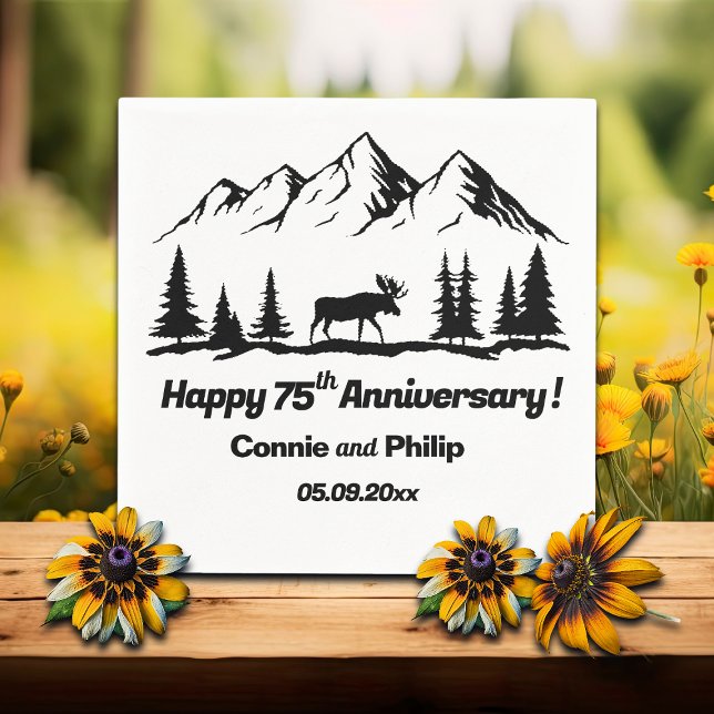 Serviette En Papier 75e anniversaire de mariage Mountains and Moose (Créateur téléchargé)