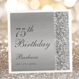 Serviette En Papier 75e anniversaire élégant argent