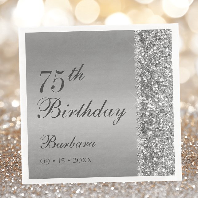 Serviette En Papier 75e anniversaire élégant argent (Créateur téléchargé)