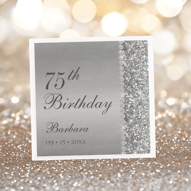 Serviette En Papier 75e anniversaire élégant argent (Créateur téléchargé)