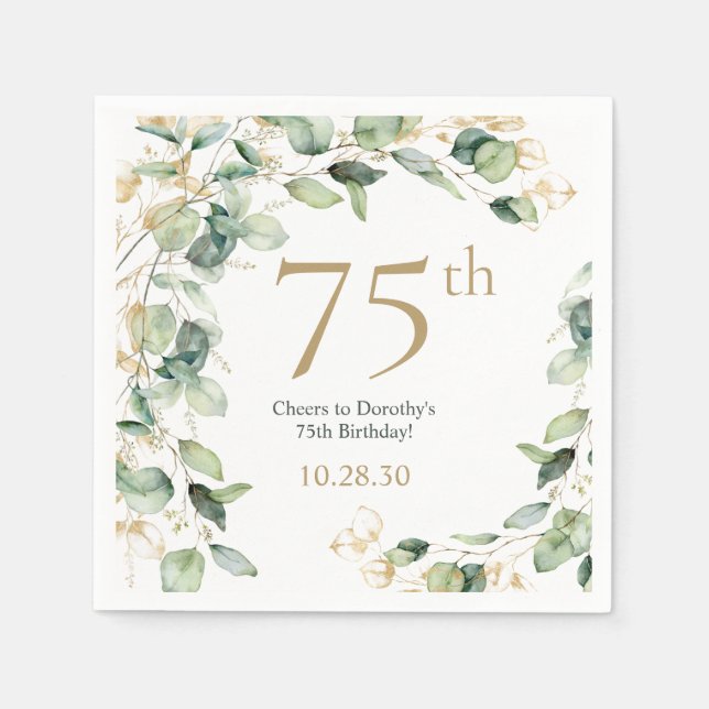 Serviette En Papier 75e anniversaire Eucalyptus (Devant)