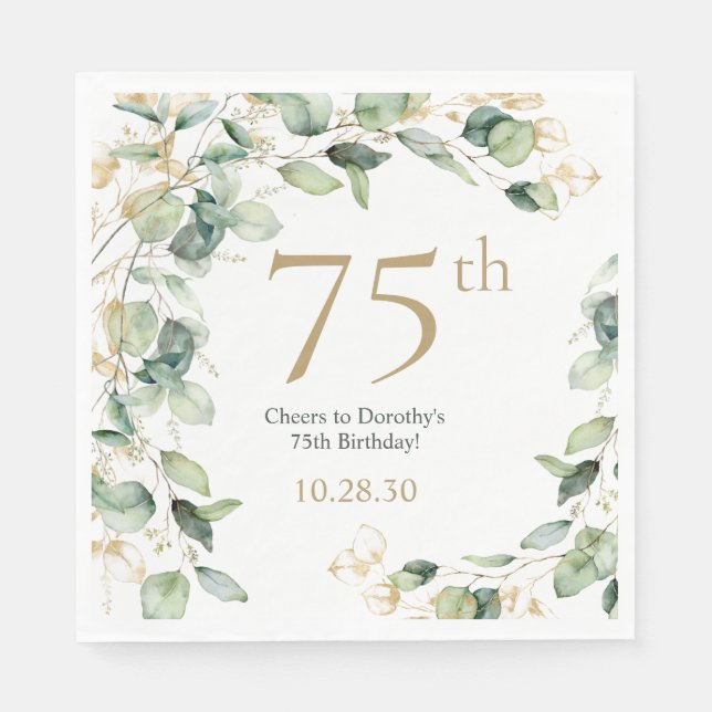 Serviette En Papier 75e anniversaire Eucalyptus (Devant)