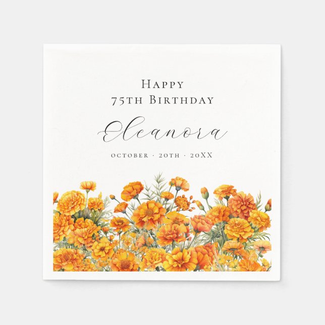 Serviette En Papier 75e anniversaire Fleur du mois de naissance d'octo (Devant)
