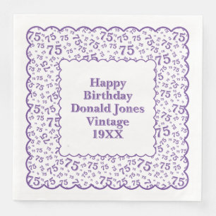 Serviette En Papier 75e anniversaire Motif pétoncles violet/blanc