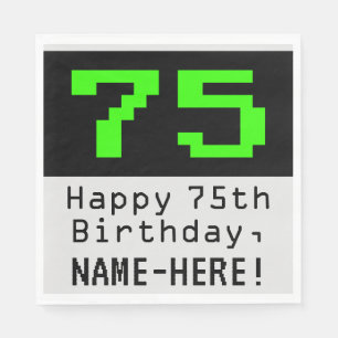 Serviette En Papier 75e anniversaire - Nerdy / Geeky Style "75" & Nom