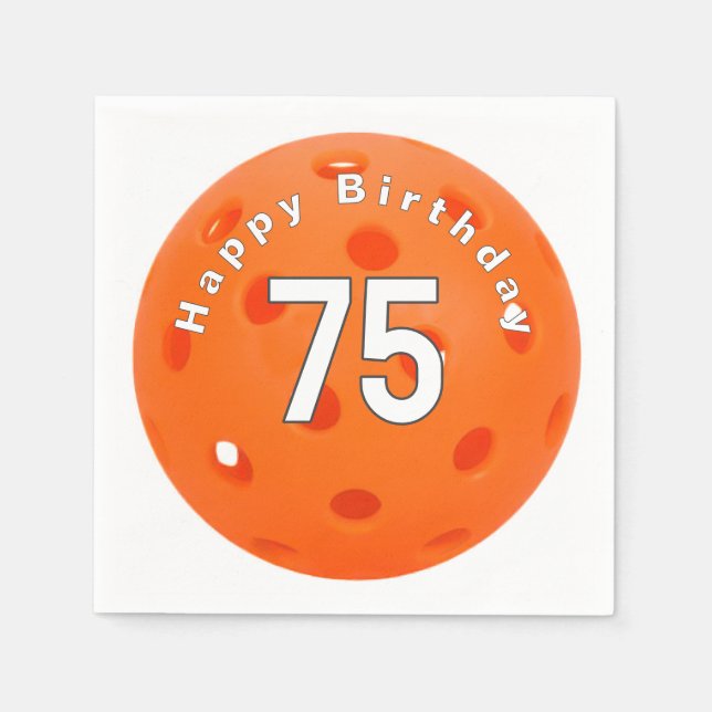 Serviette En Papier 75e anniversaire Orange Pickleball (Devant)