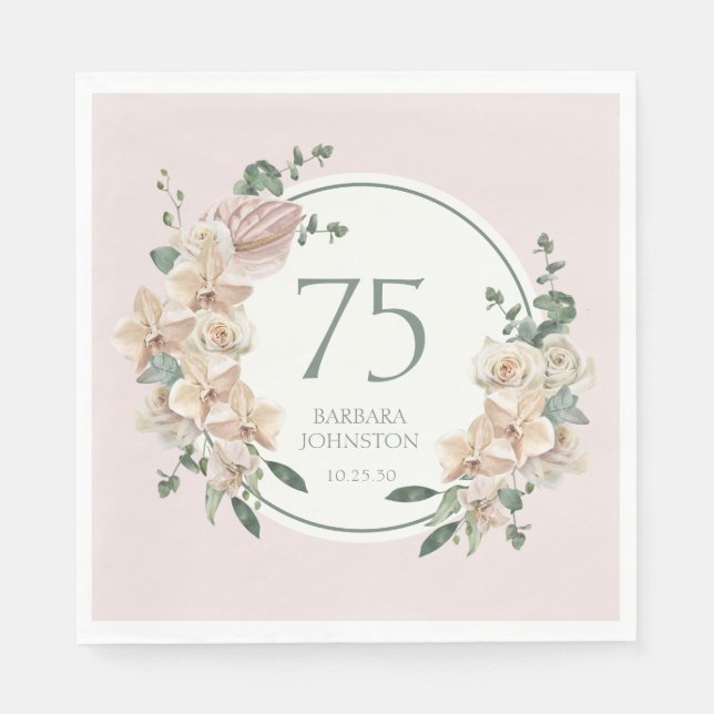 Serviette En Papier 75e anniversaire Tropical Floral (Devant)