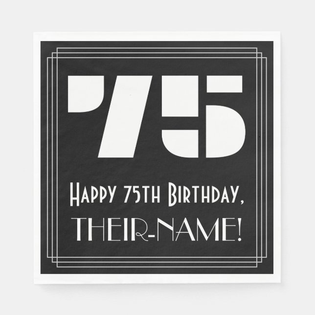 Serviette En Papier 75e anniversaire : vue inspirée d'Art déco "75" +  (Devant)