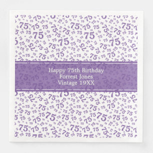 Serviette En Papier 75e Cool Numéro de Motif Purple/Blanc