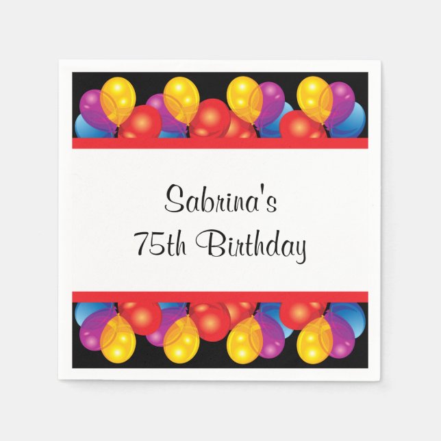 Serviette En Papier 75e fête d'anniversaire | Texte do-it-yourself (Devant)