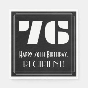 Serviette En Papier 76e anniversaire : Art Déco Inspiré Look "76" + No