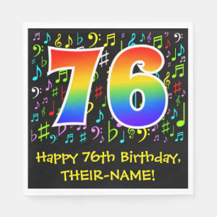 Serviette En Papier 76e anniversaire - Symboles de musique colorée, a