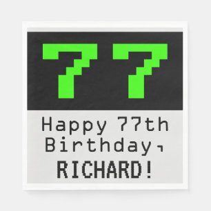 Serviette En Papier 77e anniversaire - Nerdy / Geeky Style "77" & Nom