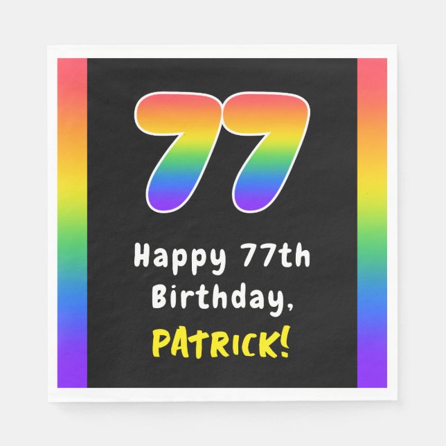 Serviette En Papier 77e anniversaire : Rainbow Spectrum # 77, Nom pers (Devant)