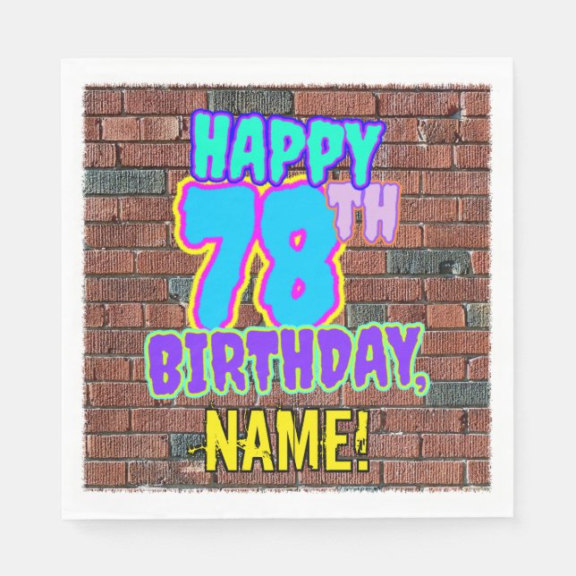 Serviette En Papier 78e anniversaire ~ Amusant, Graffiti urbain inspir (Devant)