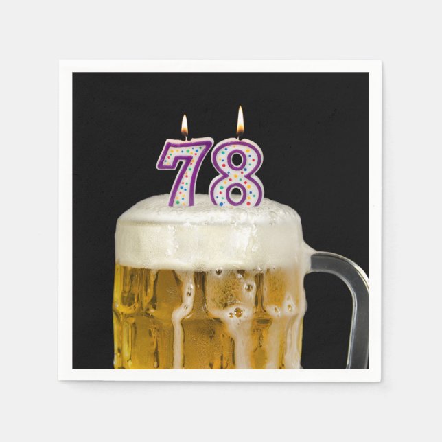 Serviette En Papier 78e Anniversaire Bière en noir (Devant)
