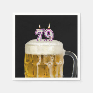 Serviette En Papier 79e Anniversaire Bière en noir