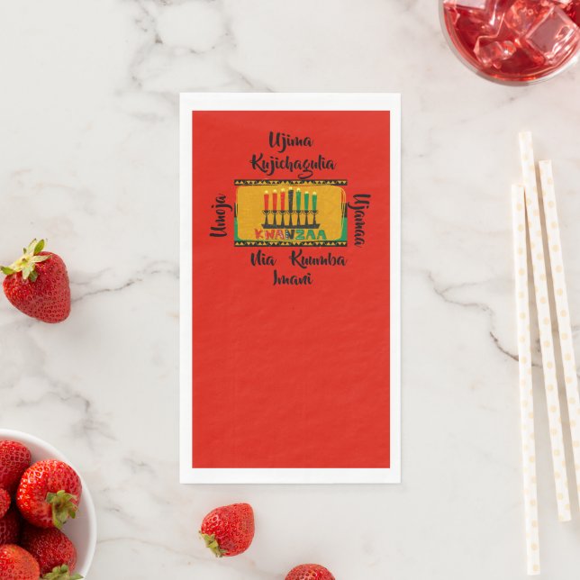 Serviette En Papier 7 Principes des bougies de Kwanzaa (En situation)